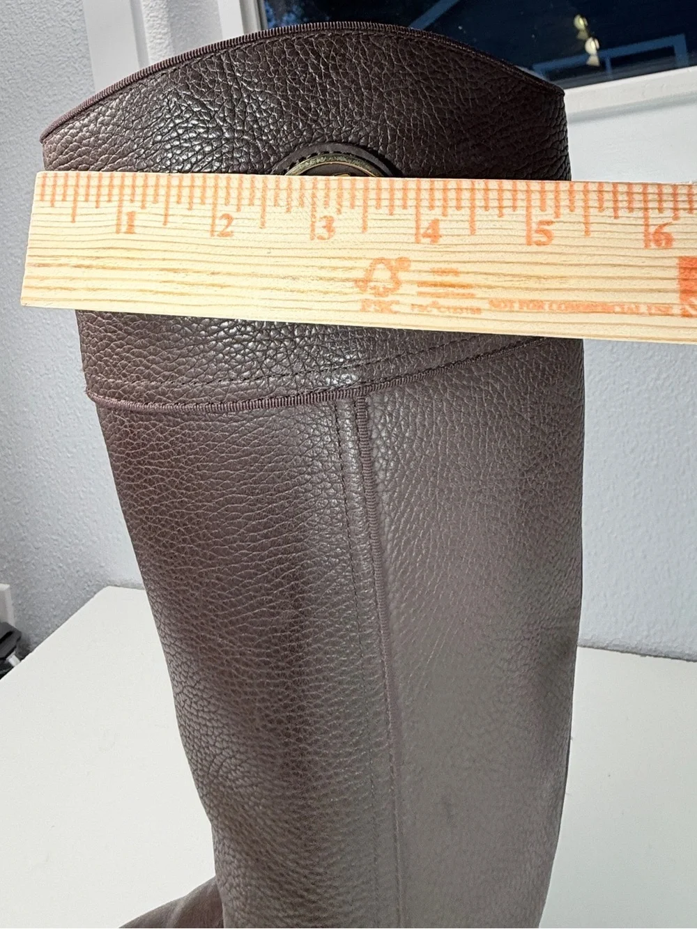 Tory Burch Boots Brown Pebbled Leather Riding Boots Tall Zip Logo women size 6.5